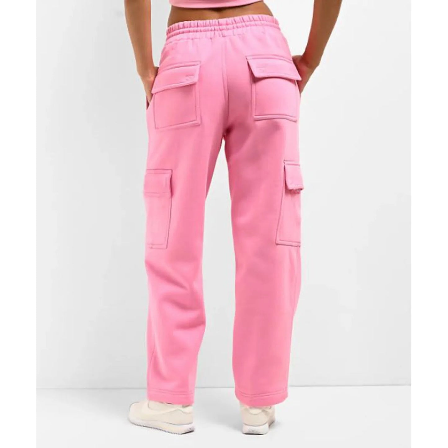 Women'S Elastic Waist Trousers Sweatpants Overalls Solid Color With Pockets Casual Loose Drawstring Daily Commuting Outdoor