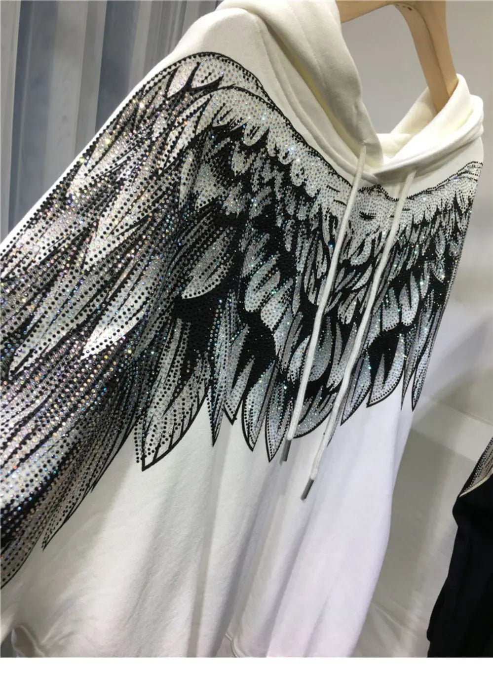 Streetwear Hoodie Women Clothing Harajuku Heavy Diamond Wings Hooded Sweatshirts Casual Fashion Hoodies Y2k Tops 2025 Ropa Mujer
