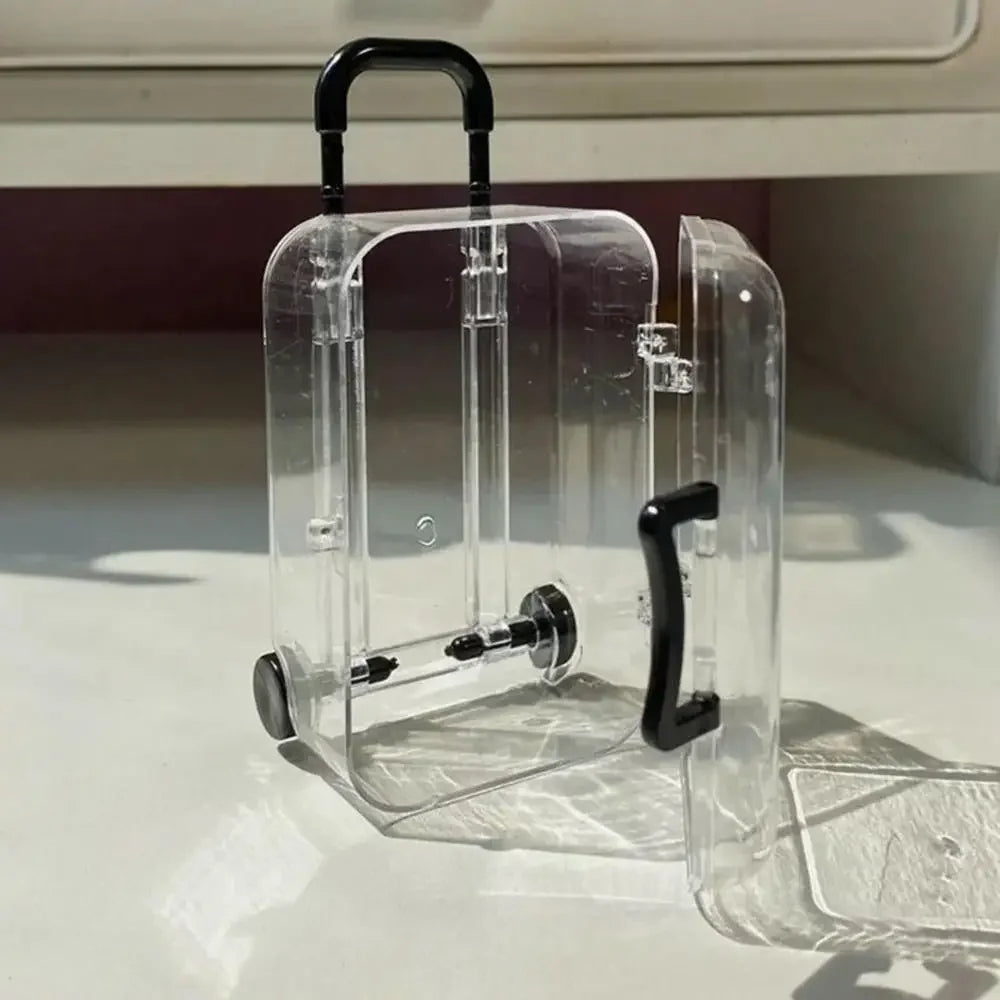 Mini Luggage Jewelery Storage Box Cute Clear Trolley Suitcase Candy Box Creative Jewelry Display Case Wedding Gift Packaging Box