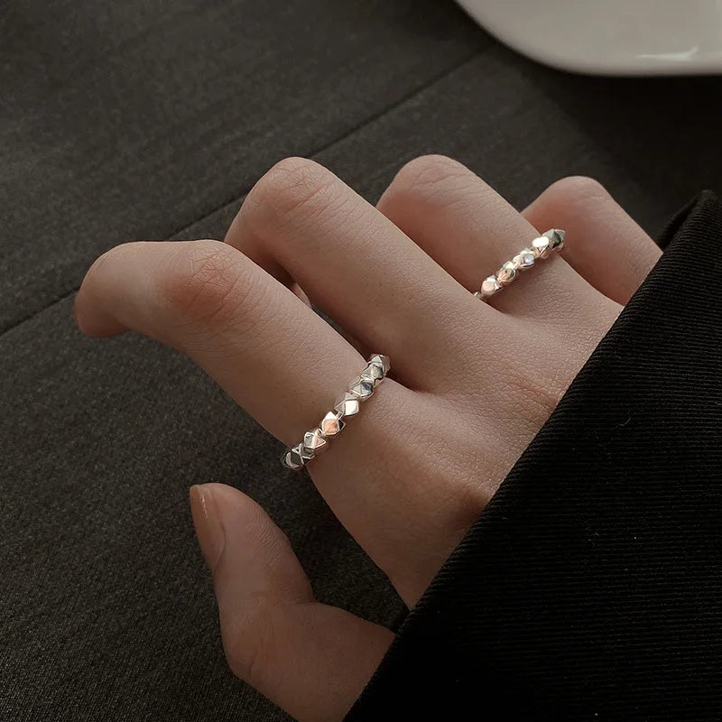 925 Sterling Silver Geometric Rings for Women Wedding Trendy Jewelry Large Adjustable Rings Anillos