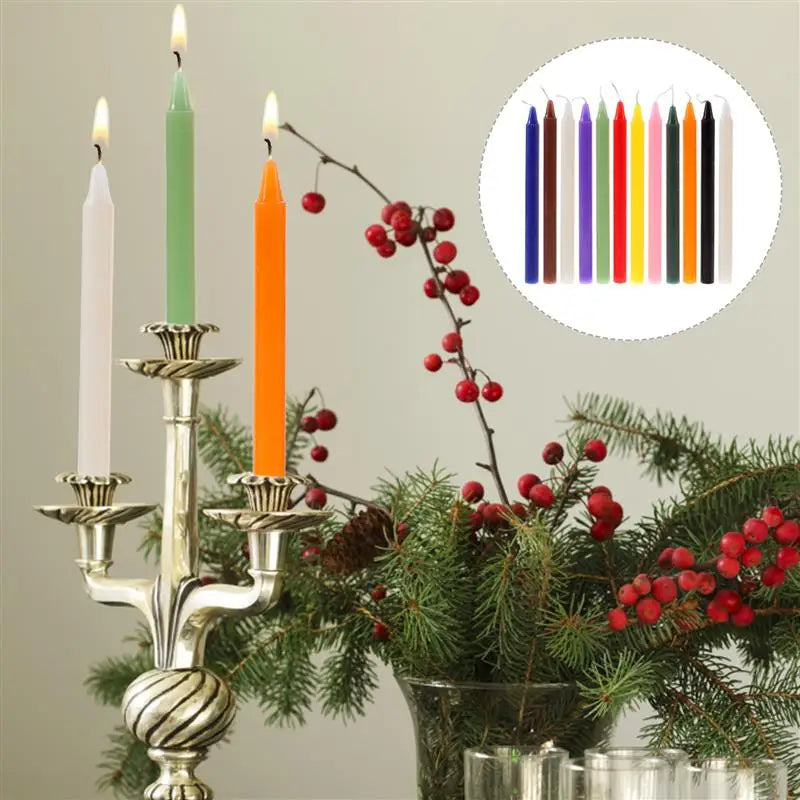 12pcs 16cm Colored Candles Great For Casting Chimes Rituals Spells Vigil Witchcraft Unscented Dinner Candles Wedding