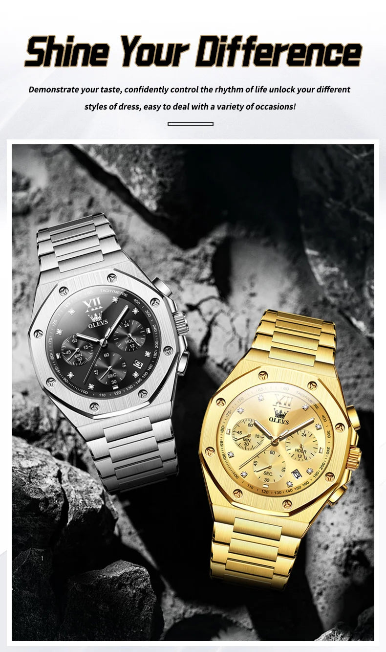 Watches for Men Top Luxury Brand OLEVS Quartz Men’s Watch Sport Waterproof Gold Wrist Watches Chronograph Date Relogio Masculino