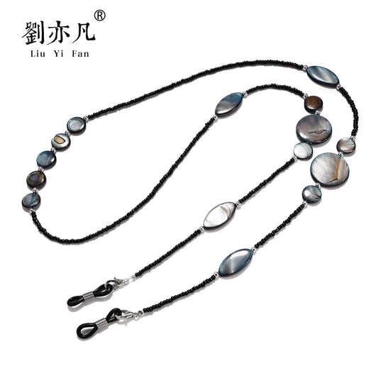 Fashion Reading Glasses Chain for Women Shell Beads Sunglasses Cords Beaded Eyeglass Lanyard Hold Straps Black Mask Rope