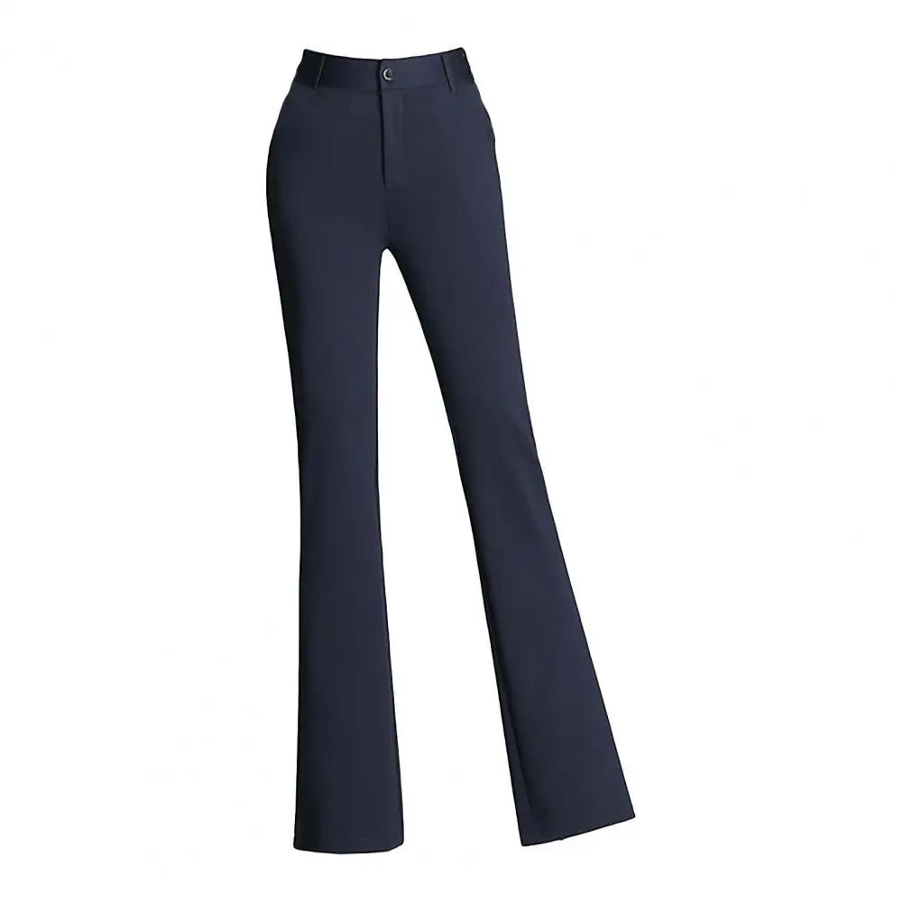 Women Trouser Flared Style High Waist Solid Colors Elastic Formal Long Stretch Office Lady Trouser for Office