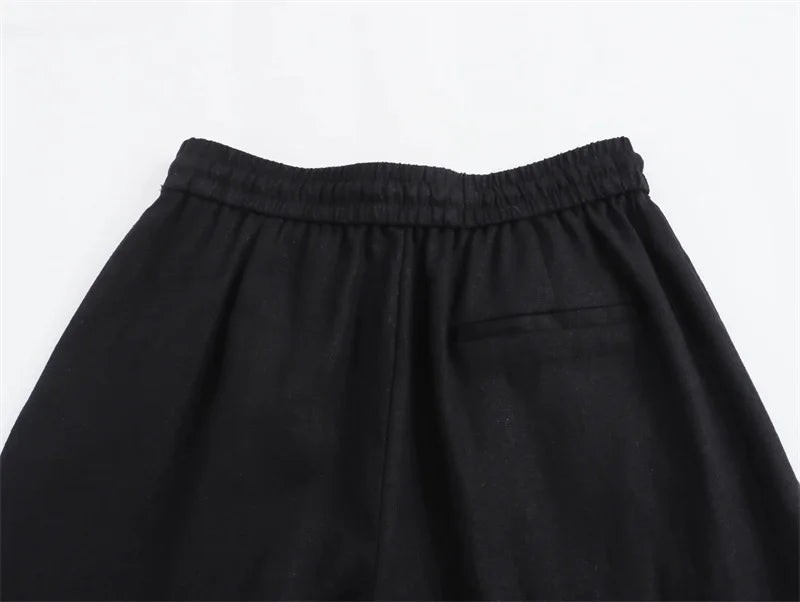 MUJER 2025 Woman Trousers White Black High Waist Pants for Women Pleated Wide Leg Women's Pants Straight Baggy Pants Woman