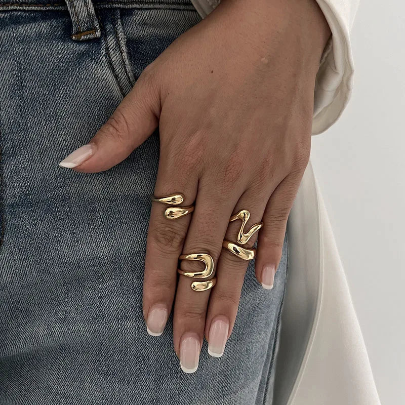 Irregular Geometric Rings For Women Girls Punk Fashion Gold Silver Color Knuckle Joint Ring