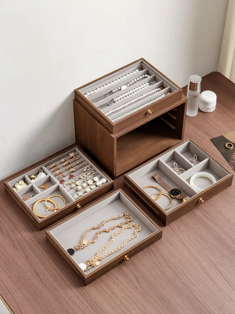 High end exquisite wooden jewelry box, handmade jewelry necklace, jewelry box, bracelet, ring storage box, birthday and wedding