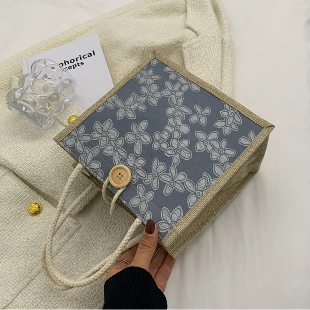 Linen Bags Handbag For Women Shopper Tote Bag Fashion Designer Bag Convenient Large-capacity For Travel Grocery Bag Organizer