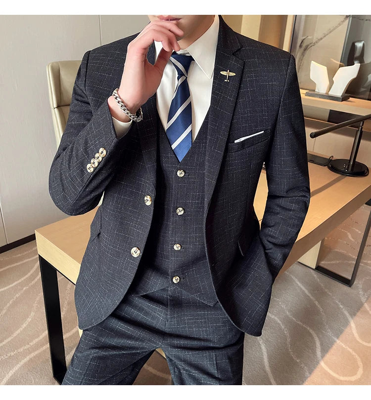 High-quality wedding suit for men, fashionable business, professional groom and best man, handsome two-piece set