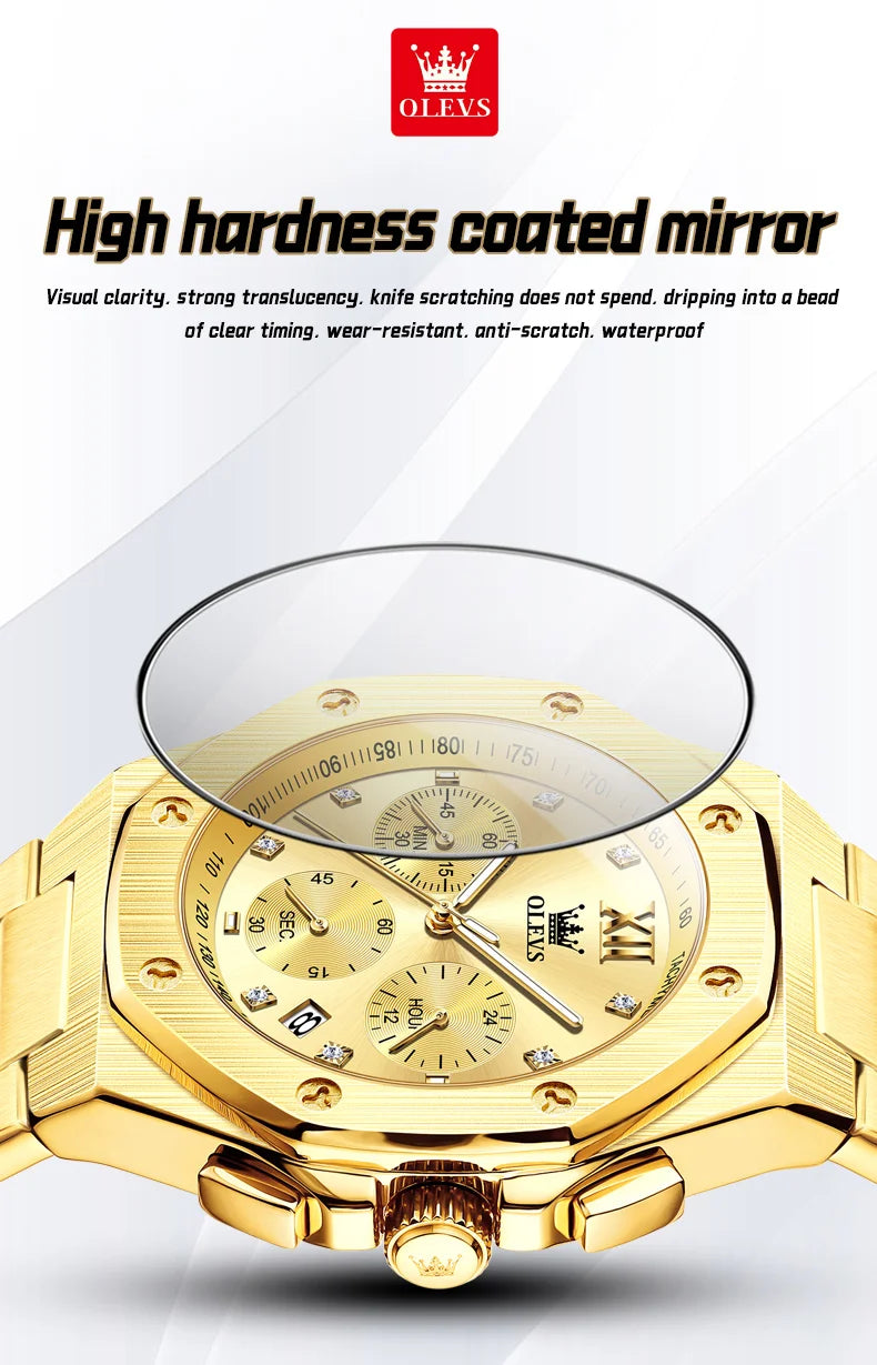 Watches for Men Top Luxury Brand OLEVS Quartz Men’s Watch Sport Waterproof Gold Wrist Watches Chronograph Date Relogio Masculino