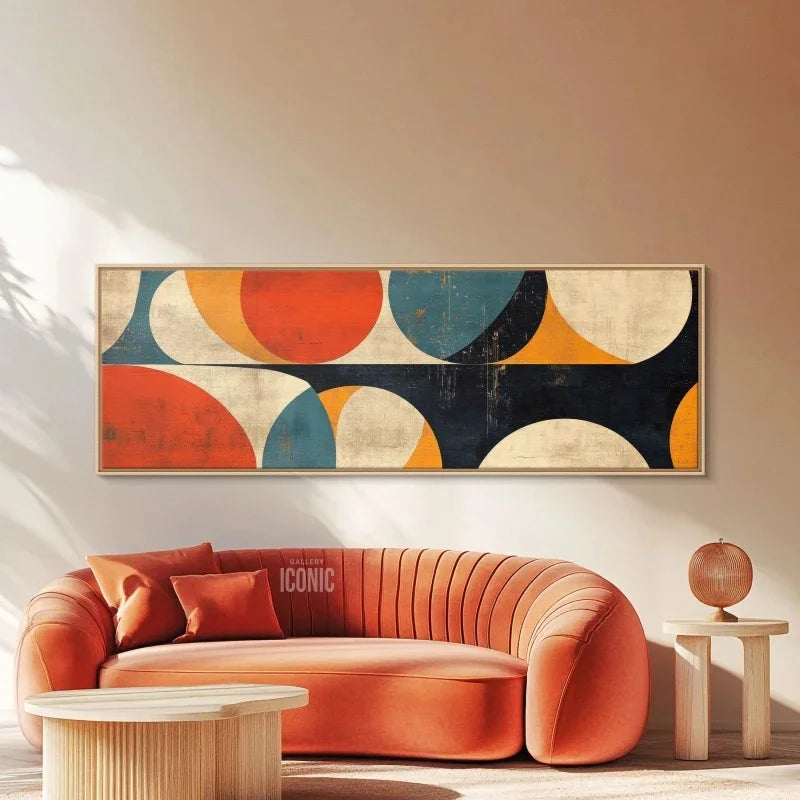 Mid Century Modern Wall Art Canvas | Unframed Bauhaus Print | Wide Panoramic Wall Art for Living Room Canvas | Abstract Wall Art
