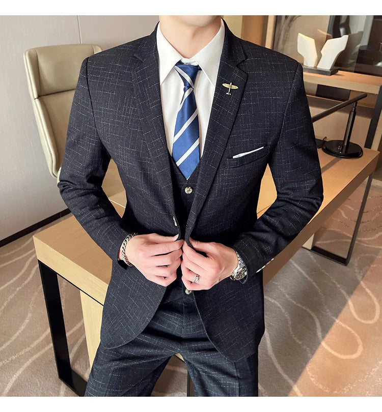 High-quality wedding suit for men, fashionable business, professional groom and best man, handsome two-piece set