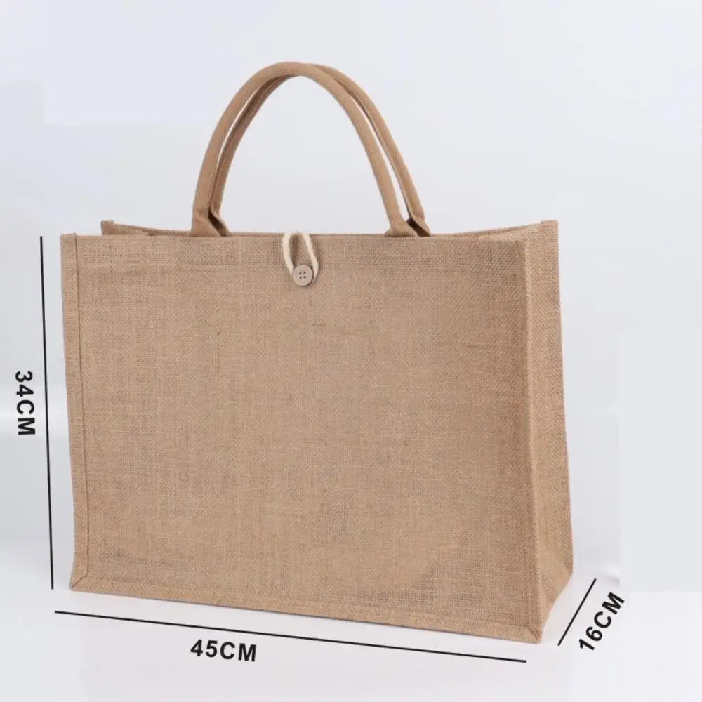 Women Linen Tote Bag Burlap Beach Eco Handbags Portable Top Handle Shopping Bag Large Simple Shoulder Bag Multiple Sizes Handbag