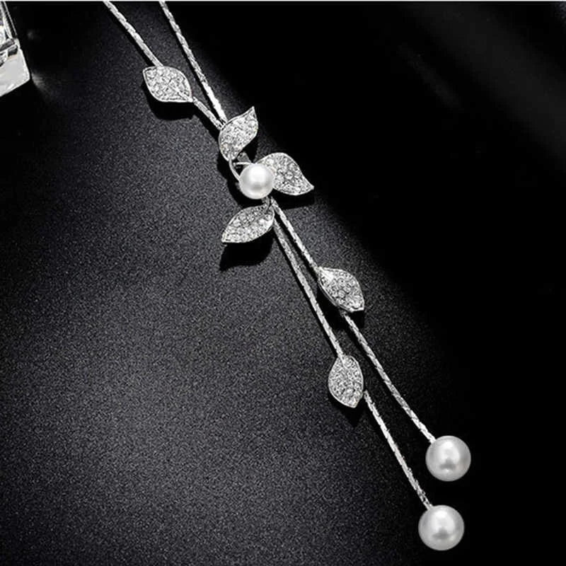 Long Necklaces & Pendants Fashion Geometric Crystal Statement Necklace For Women Collier Femme Pearl Choker Jewelry 2022