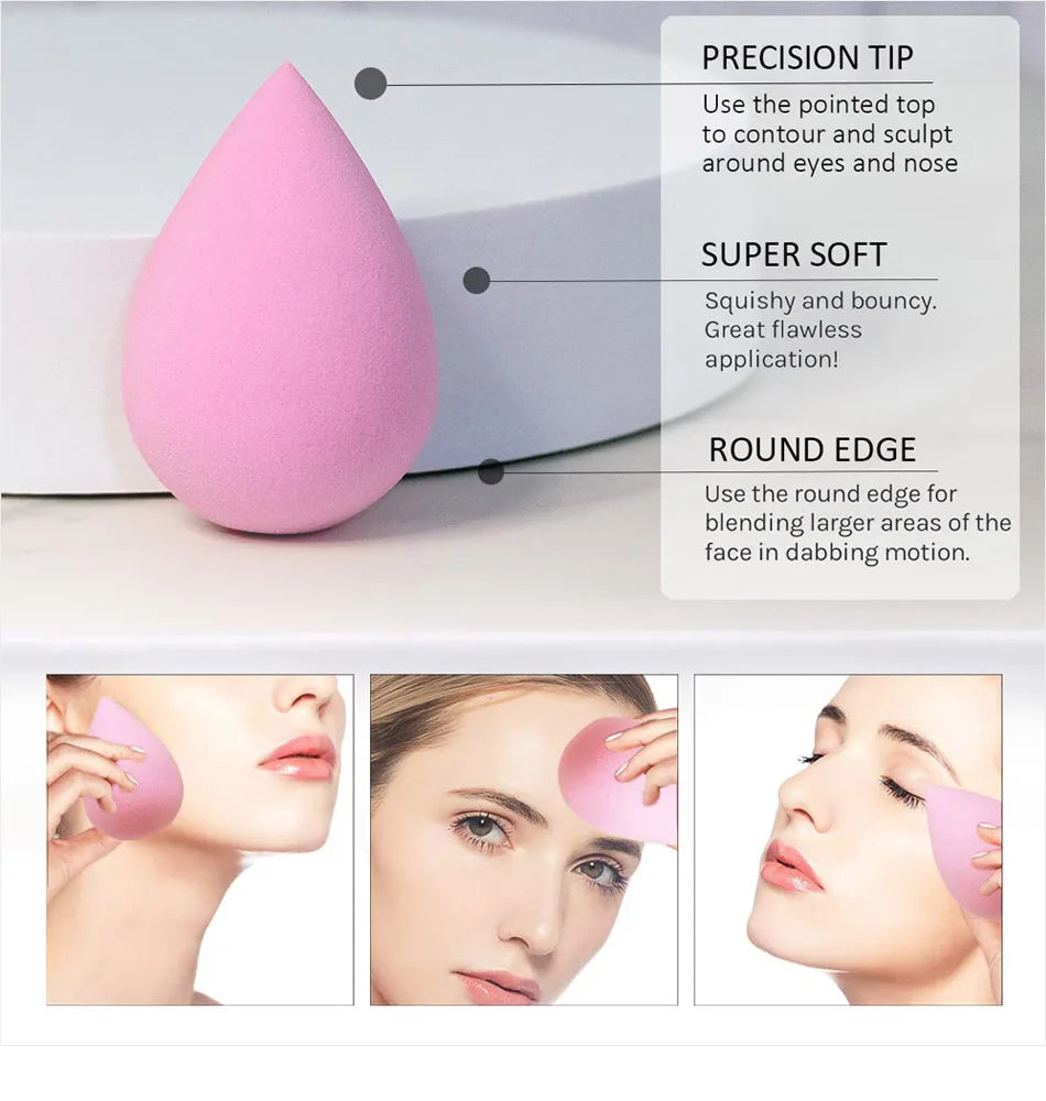 6pcs Mini Makeup Sponge Powder Cosmetic Puff Dry and Wet Sponge Concealer Liquid Foundation Beauty Women Make Up Accessories