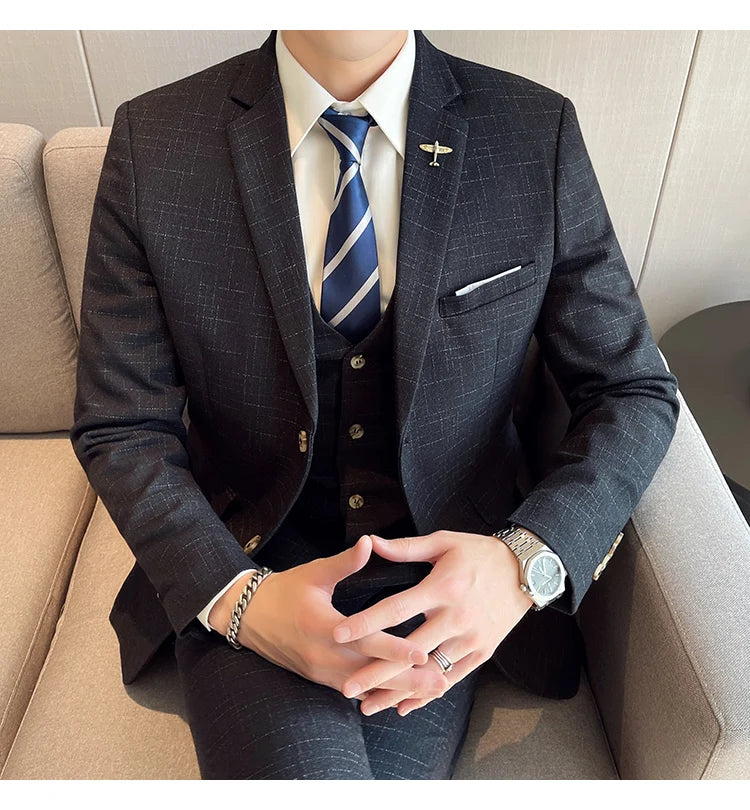 High-quality wedding suit for men, fashionable business, professional groom and best man, handsome two-piece set