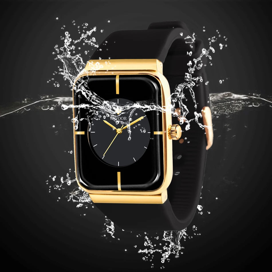 WWOOR  Men's Watches Top Brand Luxury Watch For Men Gold Fashion Stainless Steel Waterproof Quartz Wristwatch  Relogio Masculino