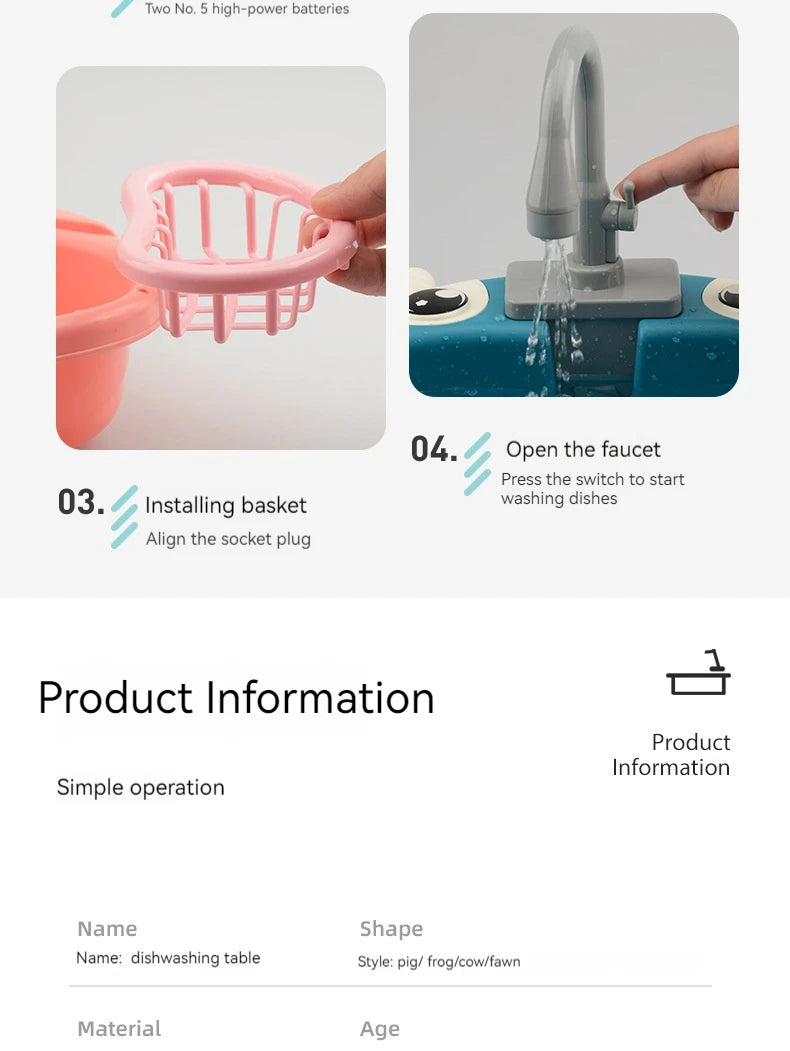 Children Play House Simulated Kitchen Dishwasher Sink Hand Basin Electric Circulating Water Kitchen Set Boy Girl Idea Kids Toys