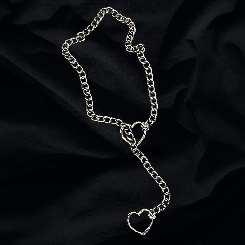 Slip Chain For Women Human Slipchain Choker Collar Heart Chain Necklace Heavy Cuban Long Chain