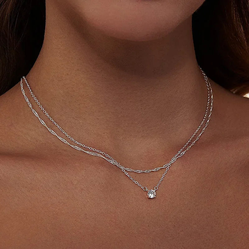 Diamond Necklaces for Women K Gold/Sterling Silver Choker Necklace Simple Gold Plated Jewelry Necklaces for Women Gifts