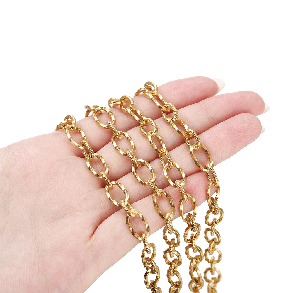 1Meter 7x11.5mm Stainless Steel Twists Chains Fashion Chain For Men Women Bracelet Necklace Jewelry Making Accessories